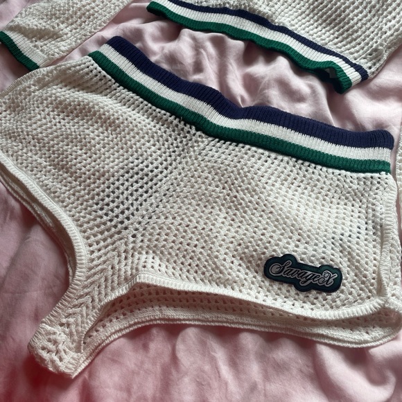 White Mesh Two-Piece Set - Picture 3 of 4